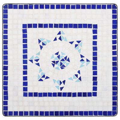 vidaXL Mosaikkbistrosett med keramikkfliser 3 deler blå og hvit