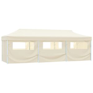 vidaXL Sammenleggbart festtelt popup med 8 sidevegger 870x291x315 cm kremhvit