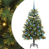 vidaXL Kunstig hengslet juletre med kjegler gr&oslash;nn 150 cm