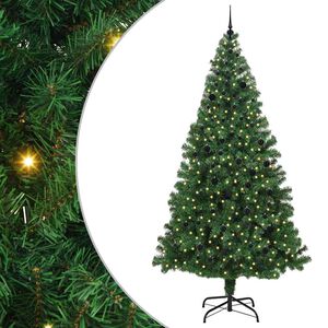 vidaXL Kunstig juletre med 300 LED gr&oslash;nn 240 cm PVC og St&aring;l og Plast