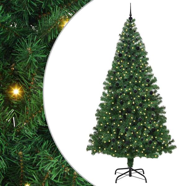 vidaXL Kunstig juletre med 300 LED gr&oslash;nn 240 cm PVC og St&aring;l og Plast