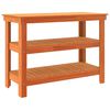 vidaXL Arbeidsbenk med hylle Voksbrun 110,5 x 50 x 80 cm Heltre furu