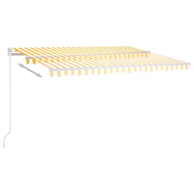 vidaXL Automatisk uttrekkbar markise med stolper 4x3 m gul og hvit