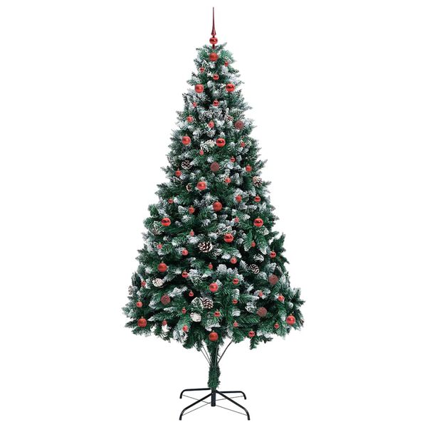 vidaXL Kunstig juletre med 300 LED gr&oslash;nn 240 cm PVC og St&aring;l og Plast