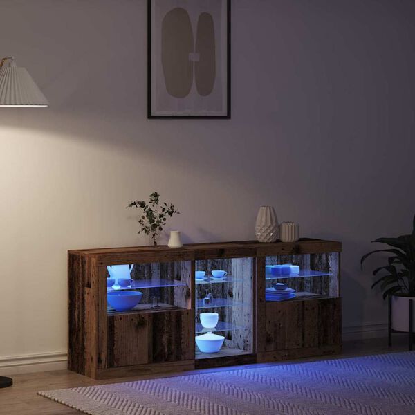 vidaXL LED sideboard Gammelt tre 162 x 37 x 67 cm Konstruert tre