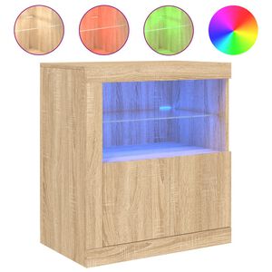 vidaXL Skjenk med LED-lys sonoma eik 60,5x37x67 cm
