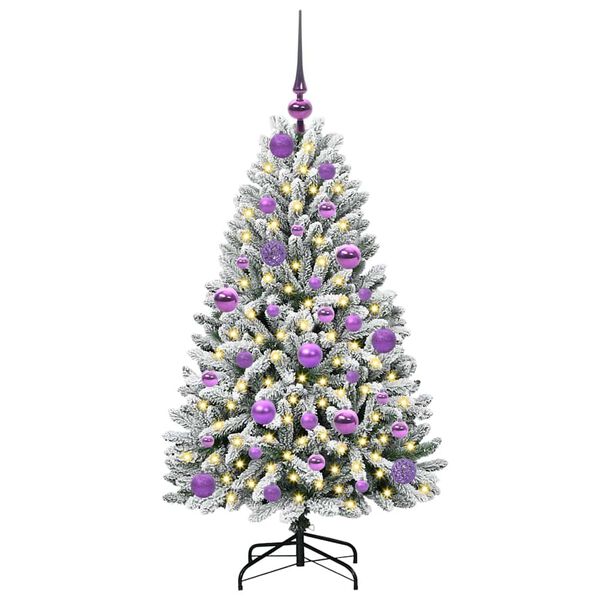 vidaXL Kunstig juletre med 150 LED Gr&oslash;nn og hvit 120 cm PVC og metall