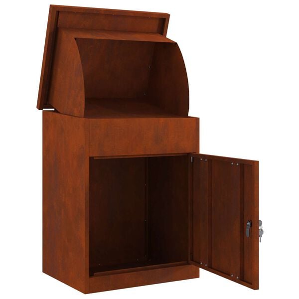 vidaXL Pakkeinnkast med lagring Rusten 47.5 x 38 x 59 cm Cortenst&aring;l