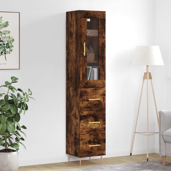 vidaXL Highboard r&oslash;kt eik 34,5x34x180 cm konstruert tre