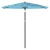 vidaXL Hageparasoll med st&aring;lstang bl&aring; 268x268x226 cm