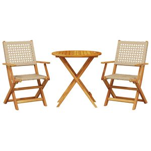 vidaXL Bistrosett 3 deler beige polyrotting og heltre