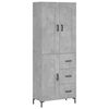 vidaXL Highboard betonggrå 69,5x34x180 cm konstruert tre