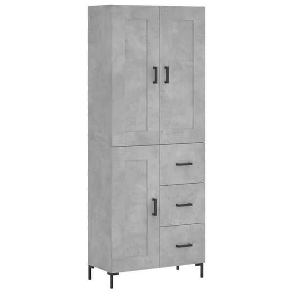 vidaXL Highboard betonggrå 69,5x34x180 cm konstruert tre