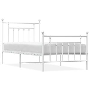 vidaXL Sengeramme i metall med hode- og fotgavl hvit 90x190 cm