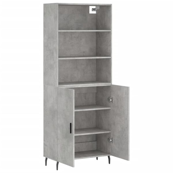 vidaXL Highboard betonggr&aring; 69,5x34x180 cm konstruert tre