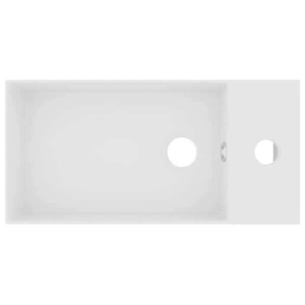 vidaXL Badeservant med overl&oslash;p keramisk matt hvit