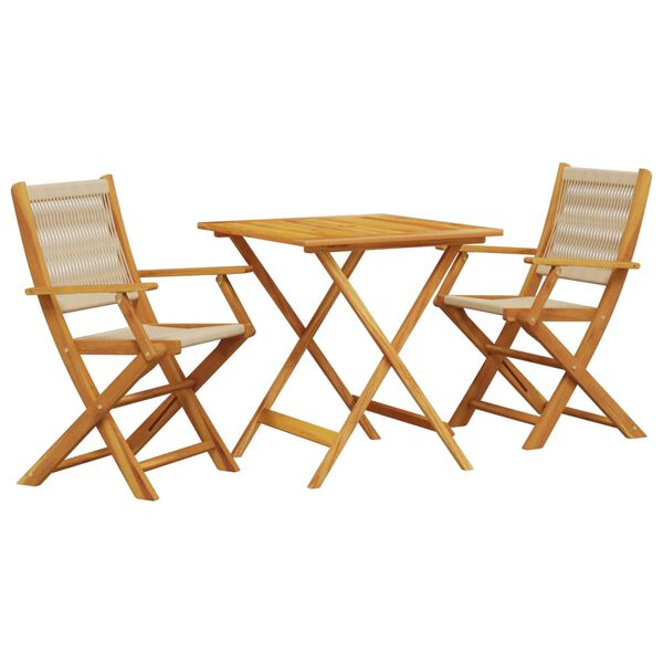 vidaXL Bistrosett 3 deler beige polypropylen og heltre