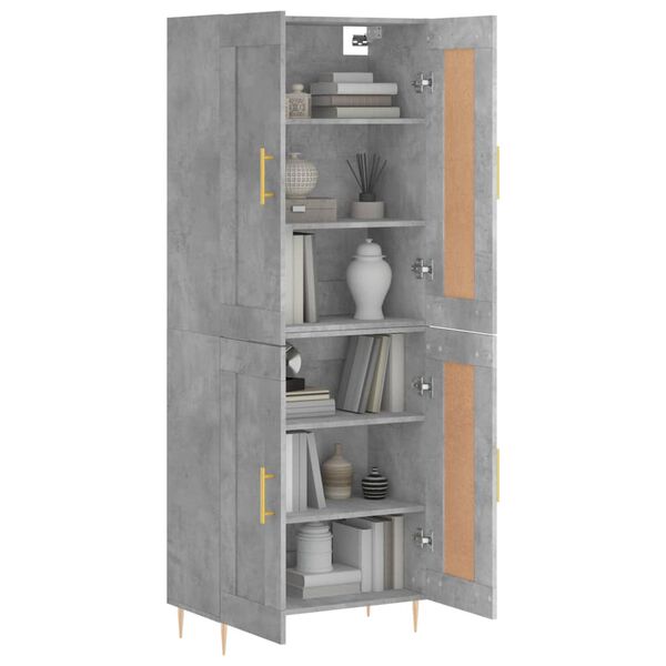 vidaXL Highboard betonggr&aring; 69,5x34x180 cm konstruert tre