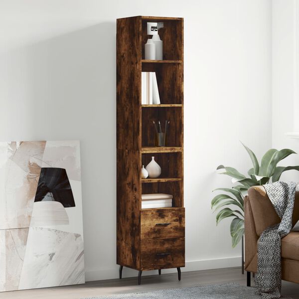 vidaXL Highboard r&oslash;kt eik 34,5x34x180 cm konstruert tre