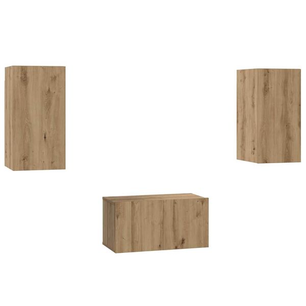 vidaXL TV-benksett 3 pcs artisan eik 60 x 30 x 30 cm Konstruert tre