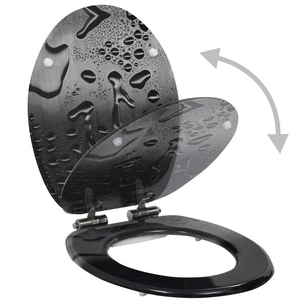 vidaXL Toalettsete med myk lukkefunksjon MDF vanndråpe-design