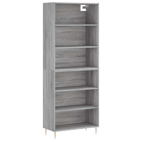 vidaXL Highboard betonggr&aring; 69,5x32,5x180 cm konstruert tre