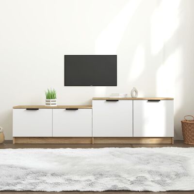 vidaXL TV-benk hvit og sonoma eik 158,5x36x45 cm konstruert tre