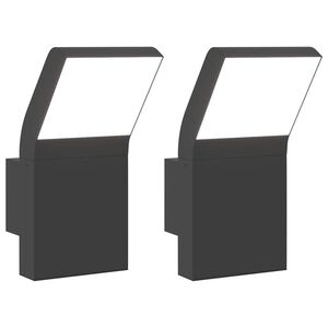 vidaXL Veggmonterte LED-utelamper 2 stk svart st&oslash;pt aluminium