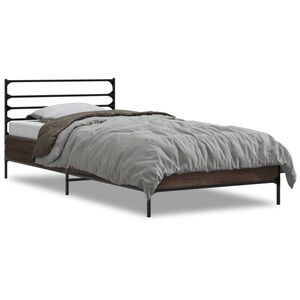 vidaXL Sengeramme brun eik 90x200 cm konstruert tre og metall