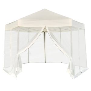 vidaXL Sekskantet popup partytelt med 6 sidevegger kremhvit 3,6x3,1 m