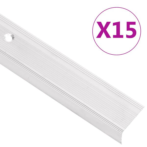 vidaXL Trappeneser L-form 15 stk aluminium 100 cm s&oslash;lv