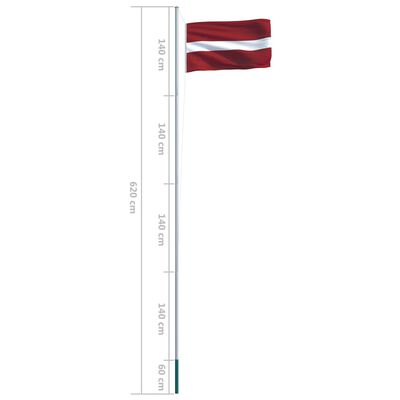 vidaXL Latvisk flagg og stang aluminium 6,2 m