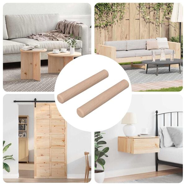 vidaXL Treplugger 2 pcs Naturlig &Oslash; 6 x 40 mm Massivt tre