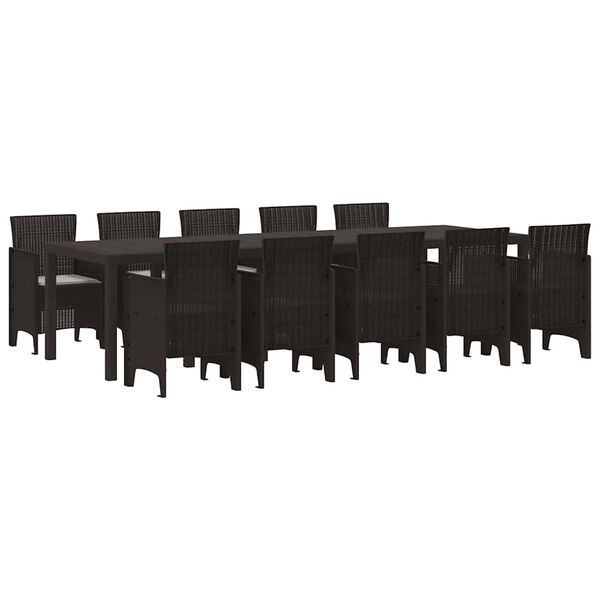 vidaXL Hage Spisegruppe med pute 11 pcs Brun og Lys grå Poly rattan