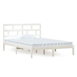 vidaXL Sengeramme hvit heltre furu 140x200 cm
