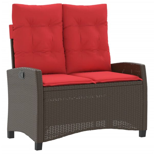 vidaXL Tilbakelent hagebenk med puter brun polyrotting