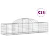 vidaXL Gabionkurver buede 15 stk 200x50x40/60 cm galvanisert jern