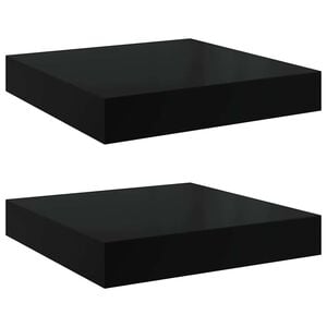 vidaXL Flytende vegghyller 2 stk h&oslash;yglans svart 23x23,5x3,8 cm MDF