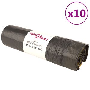 vidaXL S&oslash;ppelposer med snorer 250 stk svart 35 L