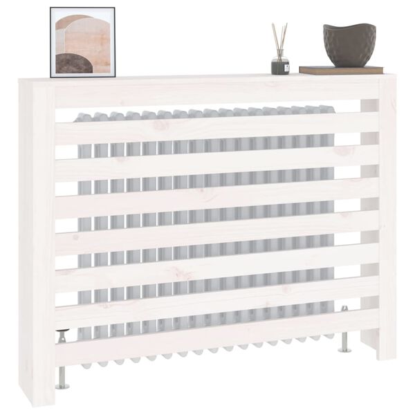vidaXL Radiatordeksel hvit 108,5x19x84 cm heltre furu