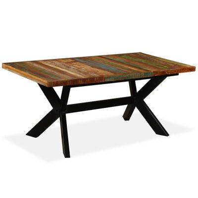 vidaXL Spisebord gjenvunnet heltre og stålkryss 180 cm