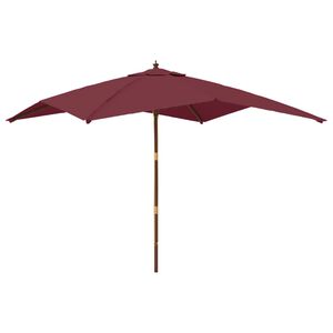 vidaXL Hageparasoll med trestang vinr&oslash;d 300x300x273 cm