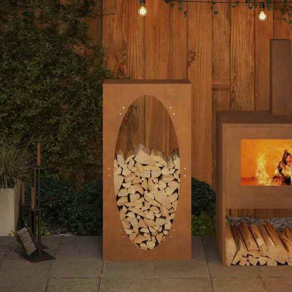 vidaXL Vedstativ 50x23x100 cm oksidert st&aring;l