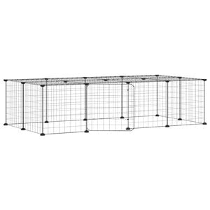 vidaXL Dyrebur 20 paneler med d&oslash;r svart 35x35 cm st&aring;l