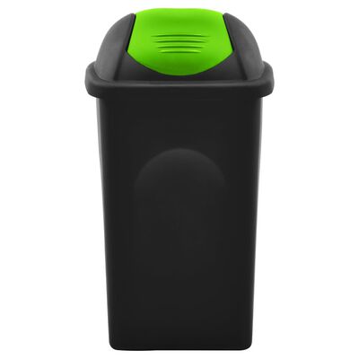 vidaXL Søppelbøtte med svinglokk 60L svart og grønn
