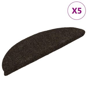 vidaXL Trappematter selvklebende 5 stk 56x17x3 cm m&oslash;rkebrune halvrund