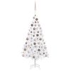 vidaXL Forh&aring;ndsbelyst kunstig juletre med kulesett hvit 120 cm PVC