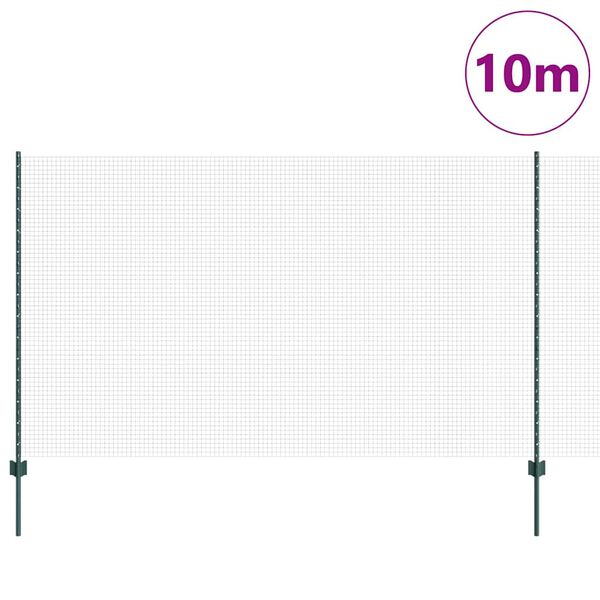 vidaXL Gjerde med stolpe gr&oslash;nn 1,4 x 10 m St&aring;l og PVC