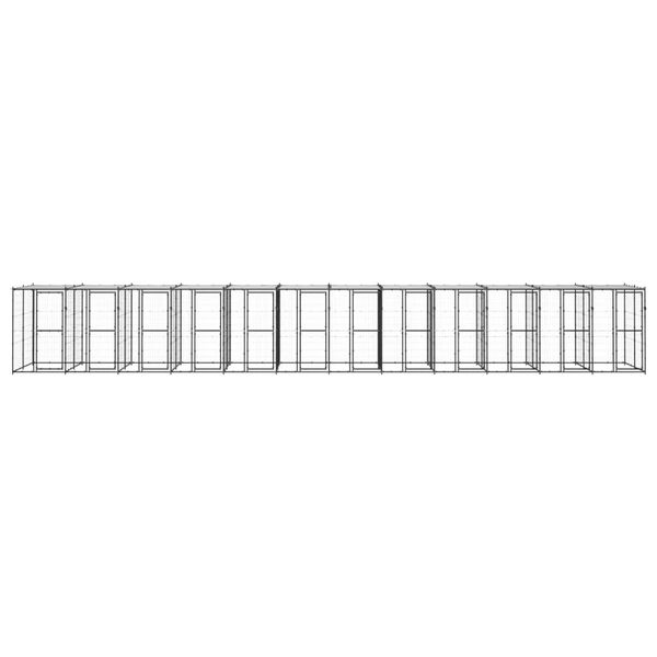 vidaXL Utend&oslash;rs hundeg&aring;rd med tak 29,04 m&sup2; st&aring;l