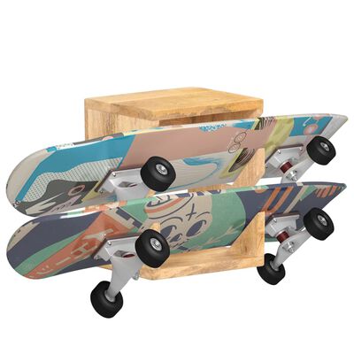 vidaXL Veggmontert skateboardstativ 25x20x30 cm heltre mango